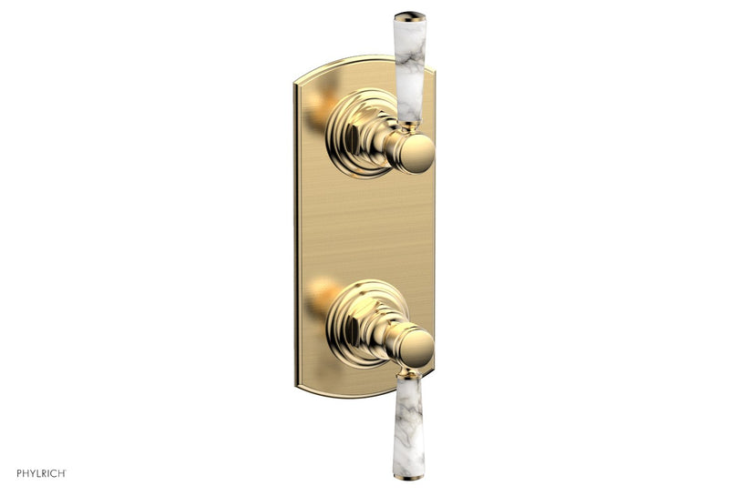 Phylrich HEX TRADITIONAL / HENRI 1/2" Thermostatic Valve with Volume Control or Diverter - White Marble Handles by Phylrich