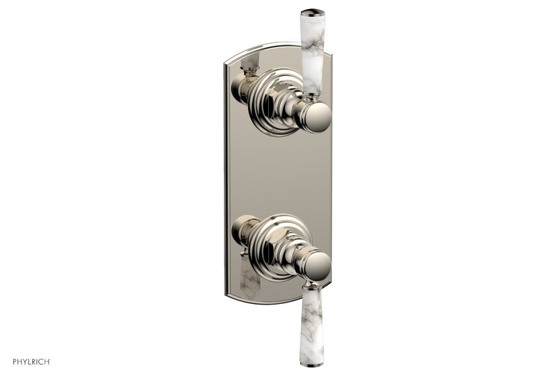 Phylrich HEX TRADITIONAL / HENRI 1/2" Thermostatic Valve with Volume Control or Diverter - White Marble Handles