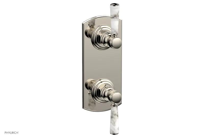 Phylrich HEX TRADITIONAL / HENRI 1/2" Thermostatic Valve with Volume Control or Diverter - White Marble Handles by Phylrich