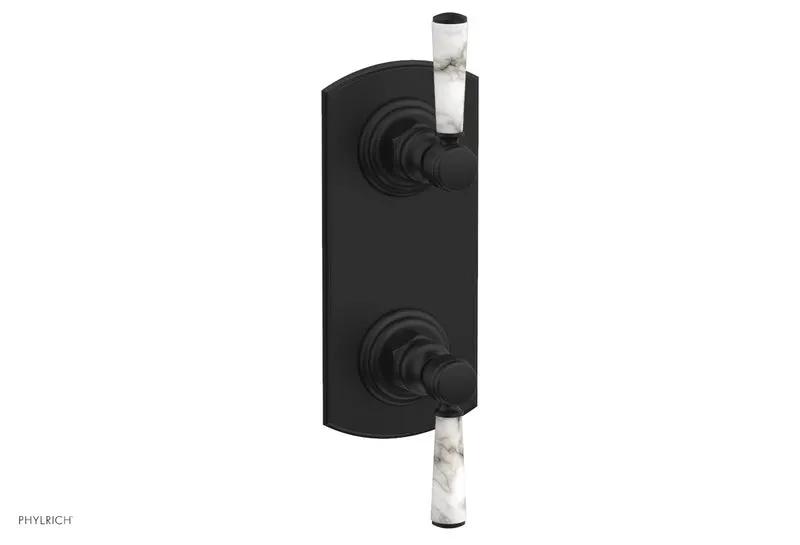 Phylrich HEX TRADITIONAL / HENRI 1/2" Thermostatic Valve with Volume Control or Diverter - White Marble Handles by Phylrich
