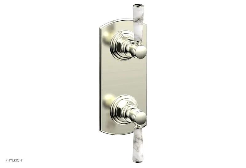 Phylrich HEX TRADITIONAL / HENRI 1/2" Thermostatic Valve with Volume Control or Diverter - White Marble Handles by Phylrich
