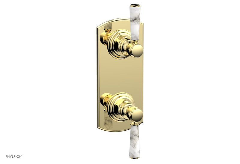 Phylrich HEX TRADITIONAL / HENRI 1/2" Thermostatic Valve with Volume Control or Diverter - White Marble Handles by Phylrich
