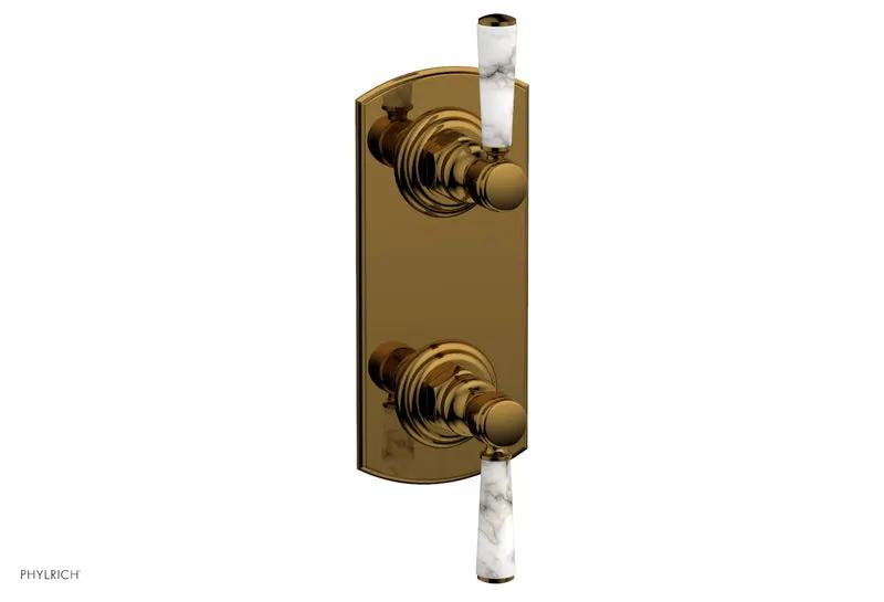 Phylrich HEX TRADITIONAL / HENRI 1/2" Thermostatic Valve with Volume Control or Diverter - White Marble Handles by Phylrich