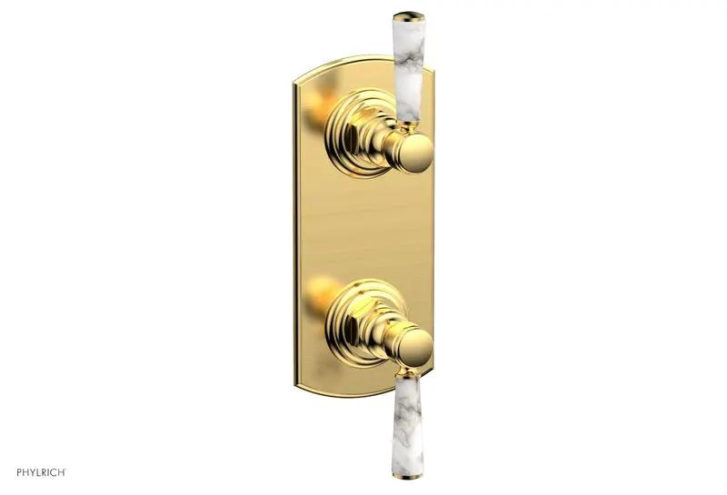 Phylrich HEX TRADITIONAL / HENRI 1/2" Thermostatic Valve with Volume Control or Diverter - White Marble Handles by Phylrich