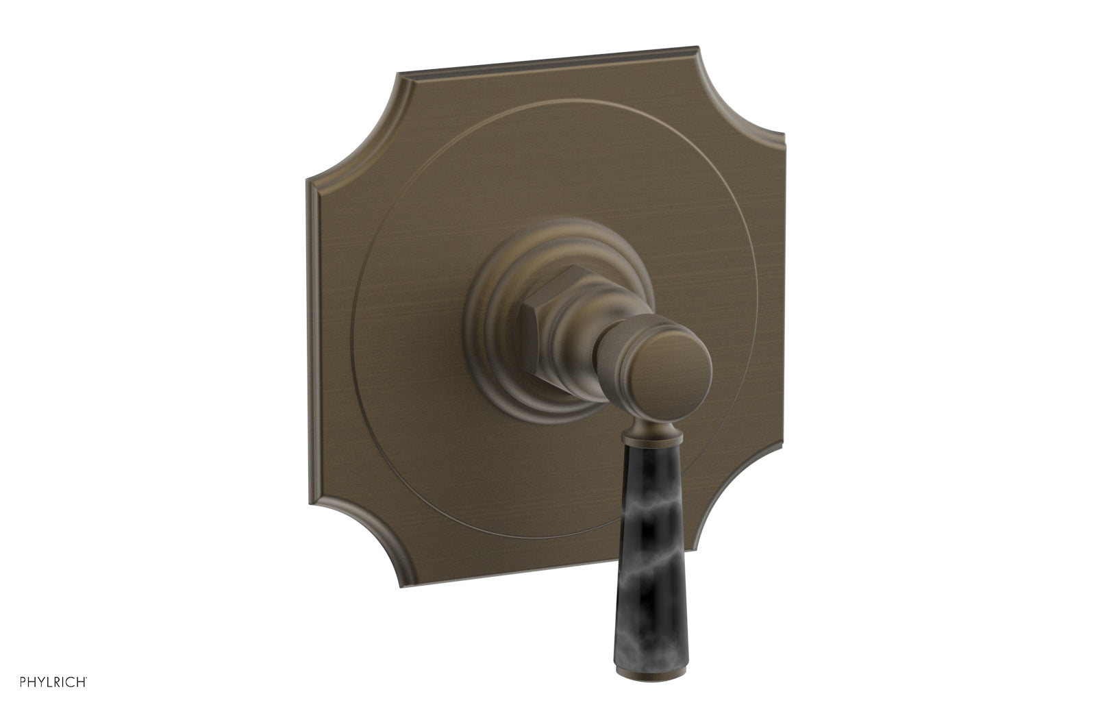 Phylrich HENRI 1/2" Mini Thermostatic Shower Trim - Black Marble Handle