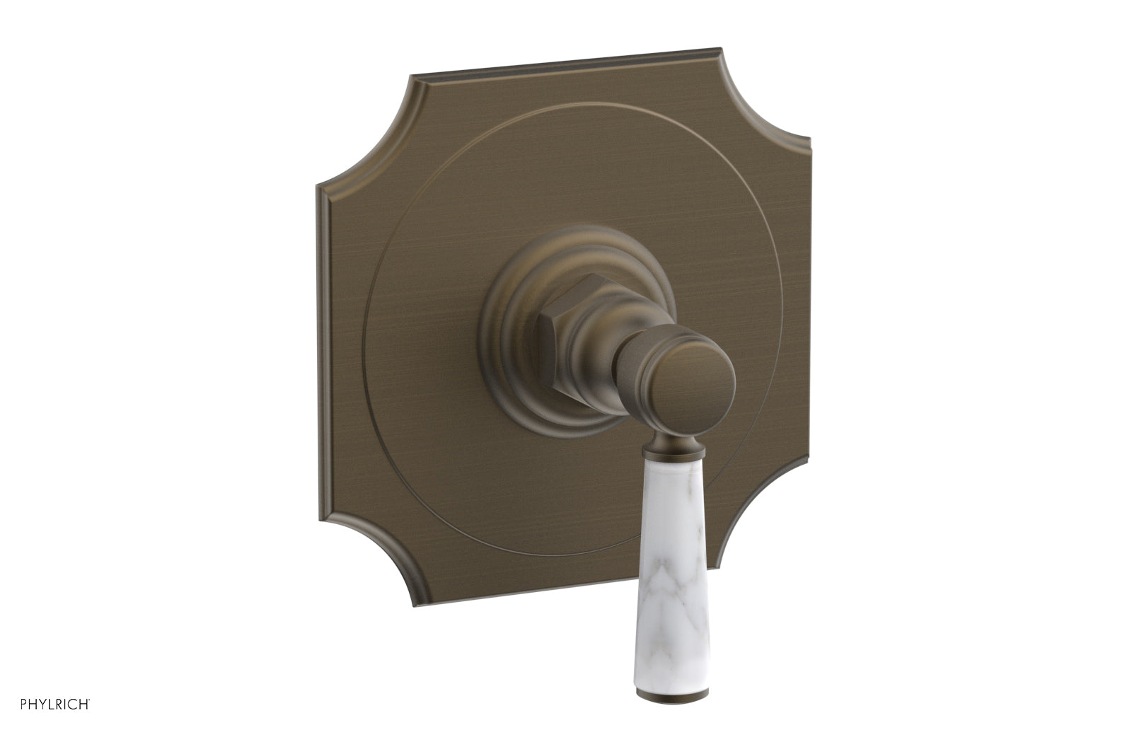 Phylrich HENRI 1/2" Mini Thermostatic Shower Trim - White Marble Handle