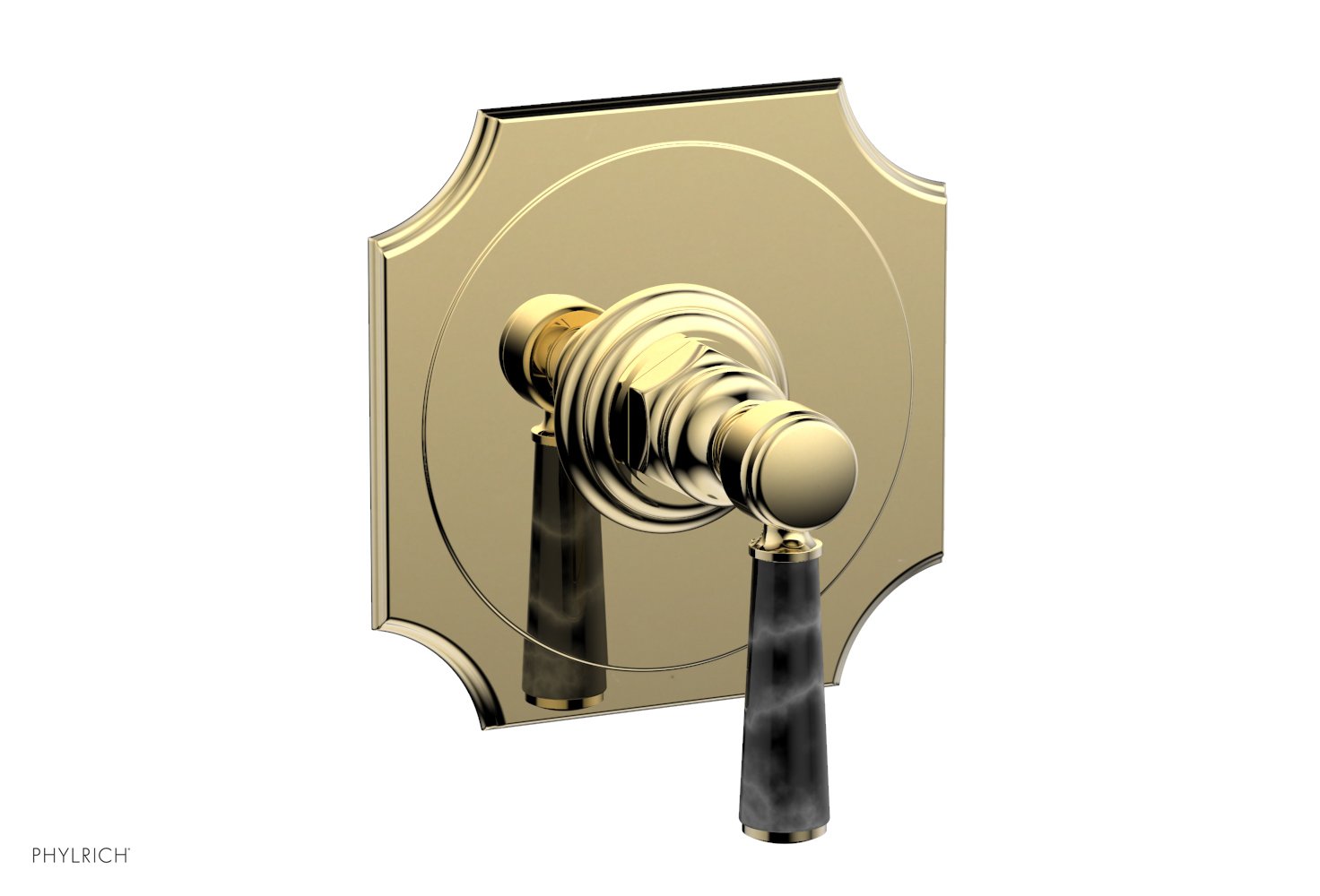 Phylrich HENRI 1/2" Mini Thermostatic Shower Trim - Black Marble Handle