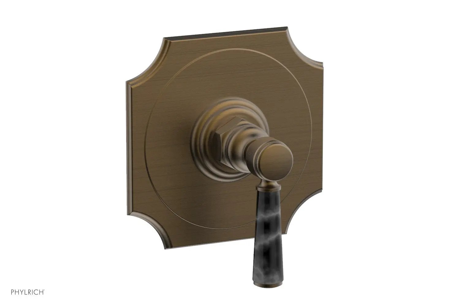 Phylrich HENRI 1/2" Mini Thermostatic Shower Trim - Black Marble Handle by Phylrich
