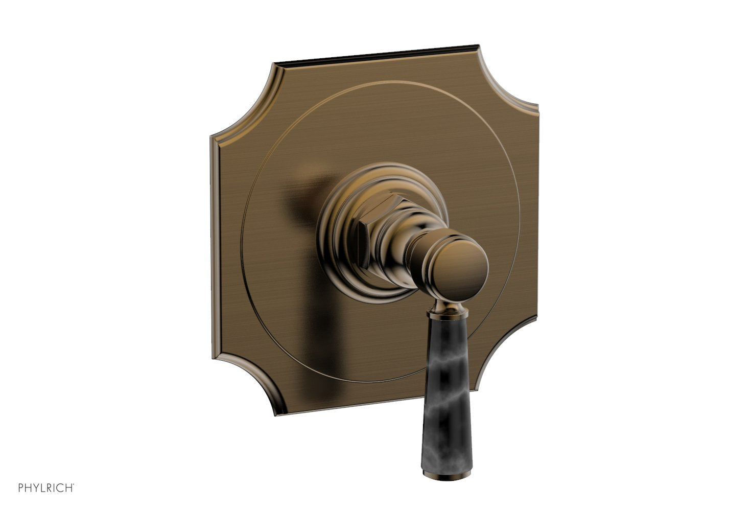 Phylrich HENRI 1/2" Mini Thermostatic Shower Trim - Black Marble Handle