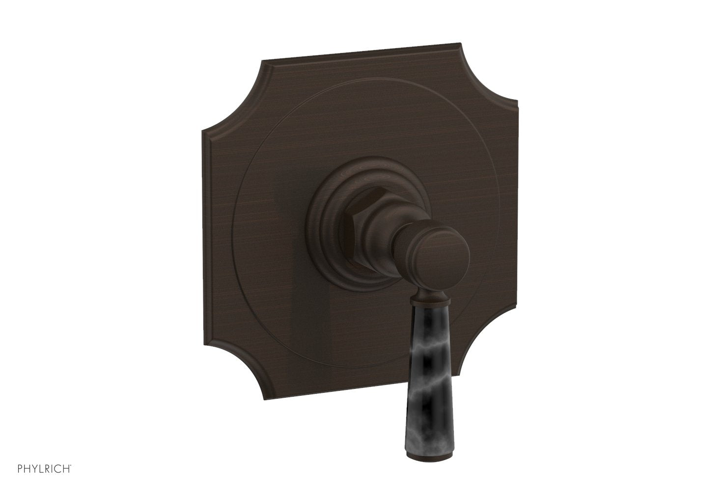 Phylrich HENRI 1/2" Mini Thermostatic Shower Trim - Black Marble Handle