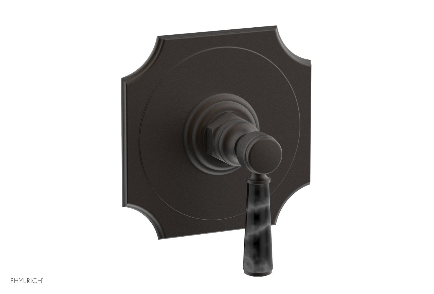 Phylrich HENRI 1/2" Mini Thermostatic Shower Trim - Black Marble Handle