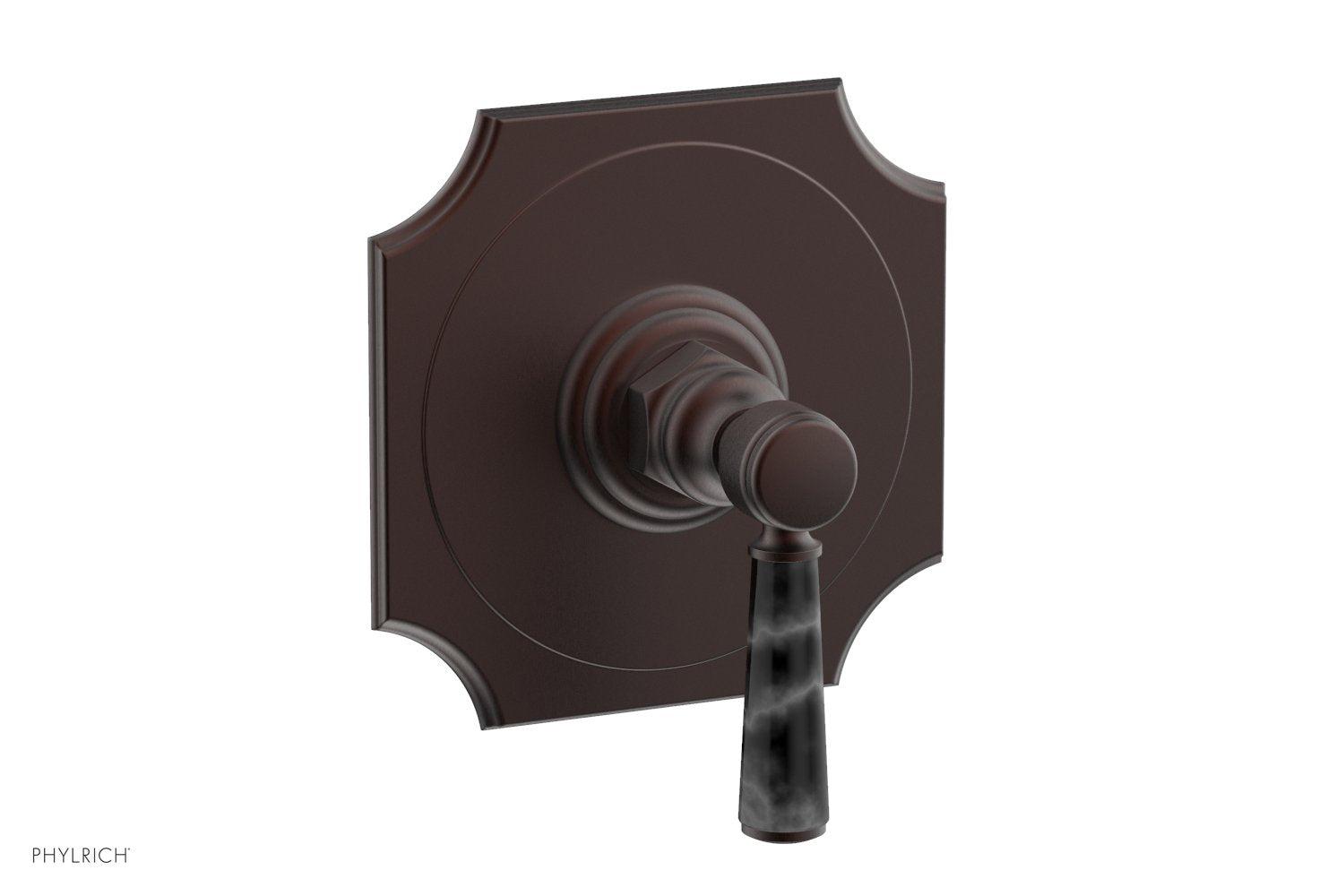 Phylrich HENRI 1/2" Mini Thermostatic Shower Trim - Black Marble Handle