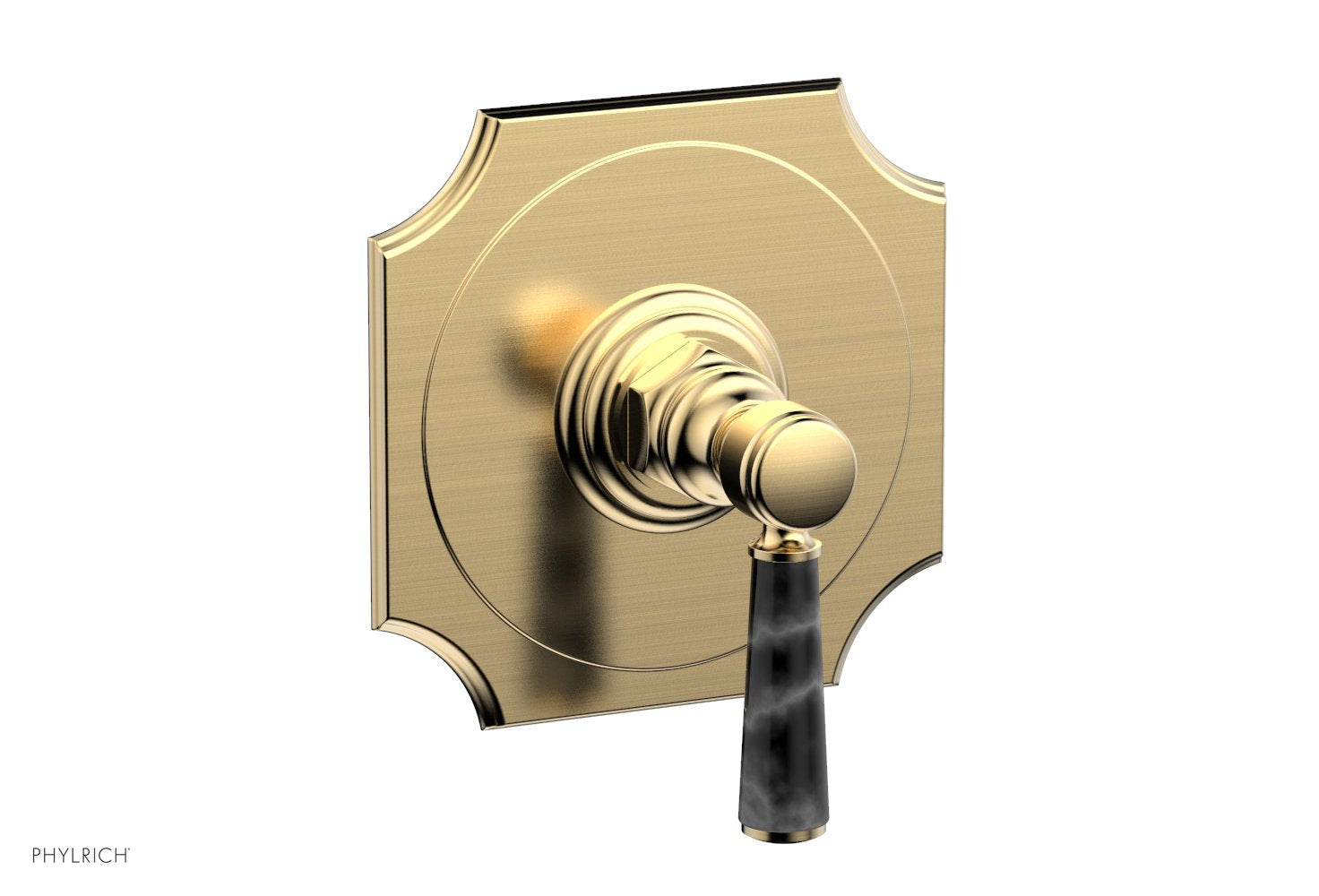 Phylrich HENRI 1/2" Mini Thermostatic Shower Trim - Black Marble Handle