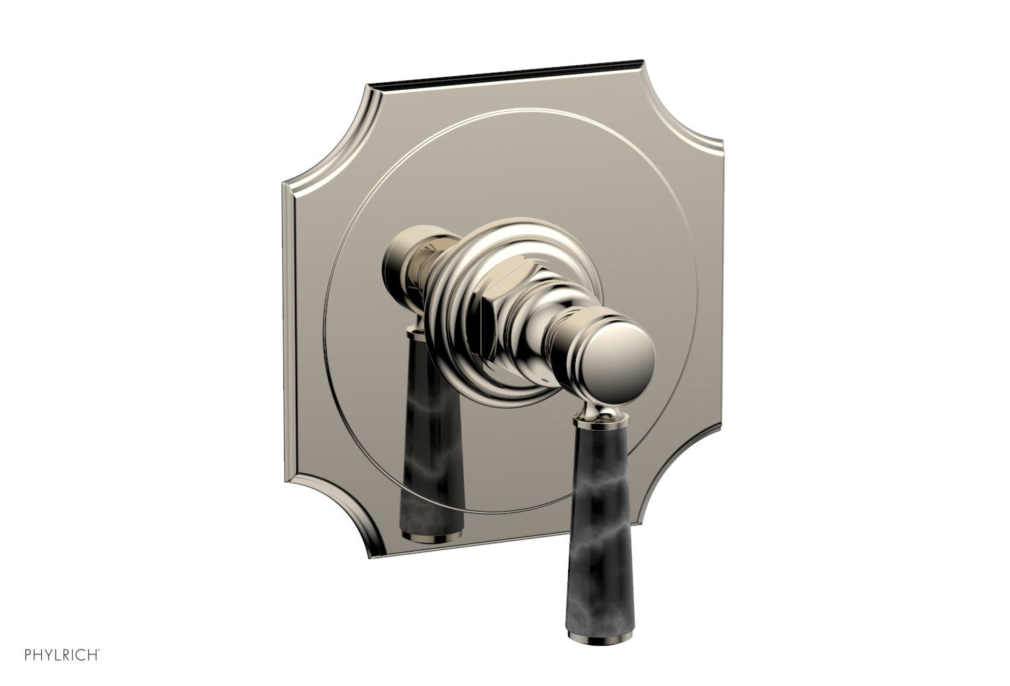 Phylrich HENRI 1/2" Mini Thermostatic Shower Trim - Black Marble Handle