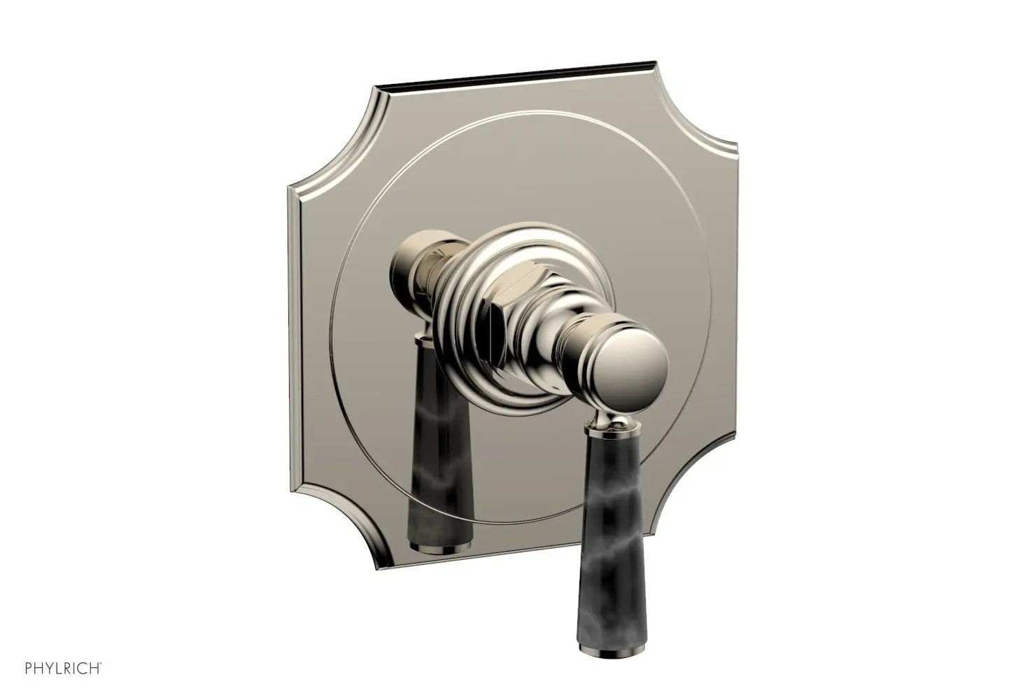Phylrich HENRI 1/2" Mini Thermostatic Shower Trim - Black Marble Handle by Phylrich