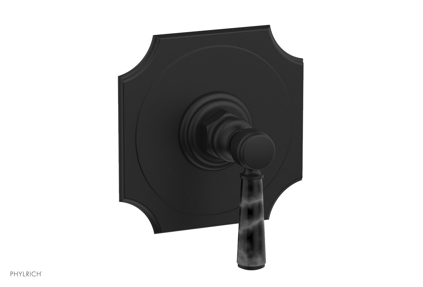 Phylrich HENRI 1/2" Mini Thermostatic Shower Trim - Black Marble Handle