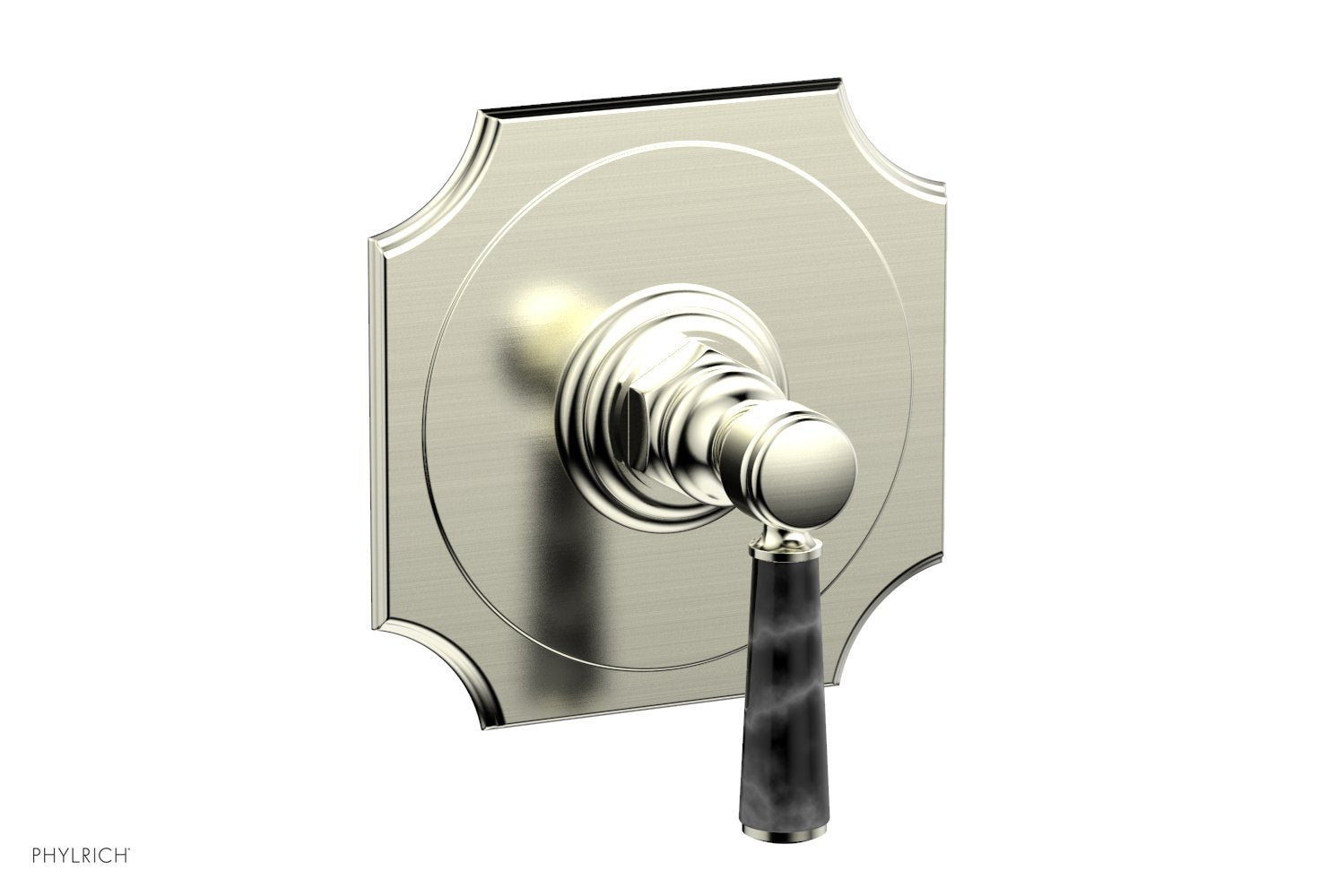 Phylrich HENRI 1/2" Mini Thermostatic Shower Trim - Black Marble Handle