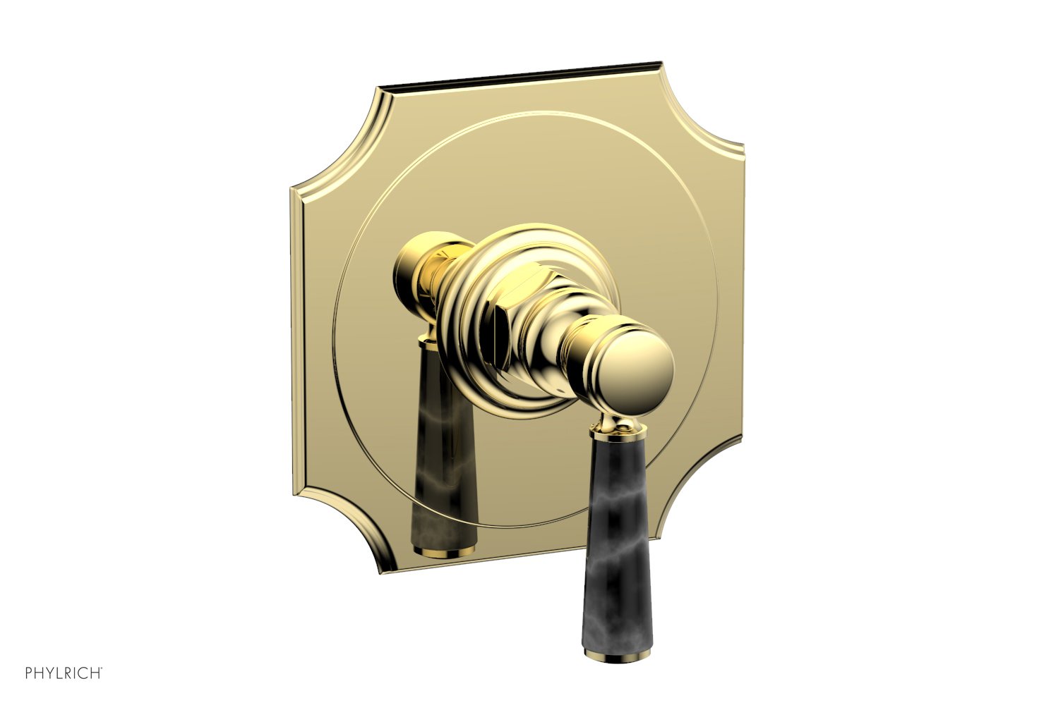 Phylrich HENRI 1/2" Mini Thermostatic Shower Trim - Black Marble Handle