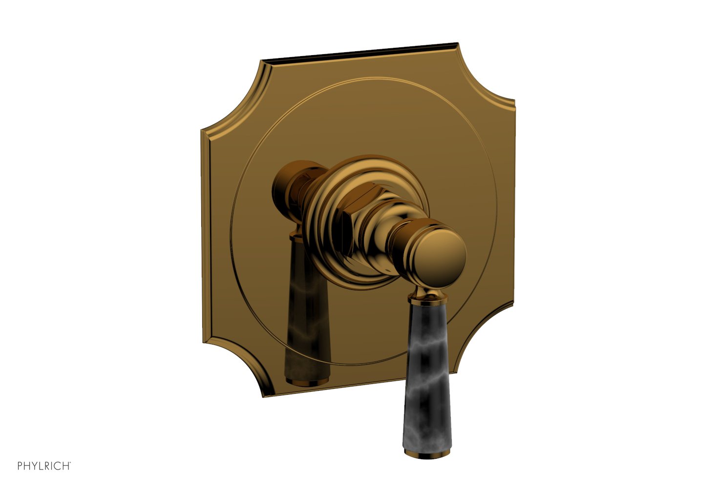 Phylrich HENRI 1/2" Mini Thermostatic Shower Trim - Black Marble Handle