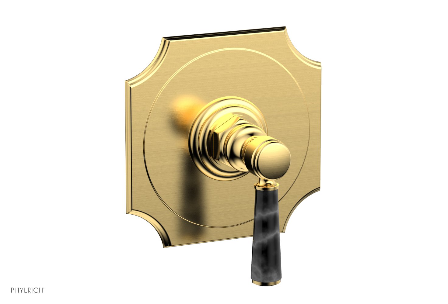 Phylrich HENRI 1/2" Mini Thermostatic Shower Trim - Black Marble Handle