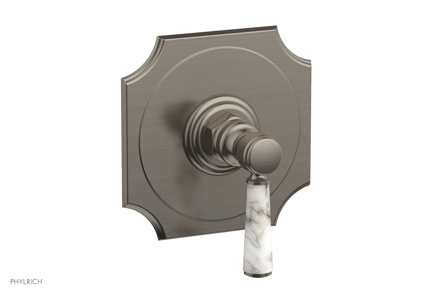 Phylrich HENRI 1/2" Mini Thermostatic Shower Trim - White Marble Handle