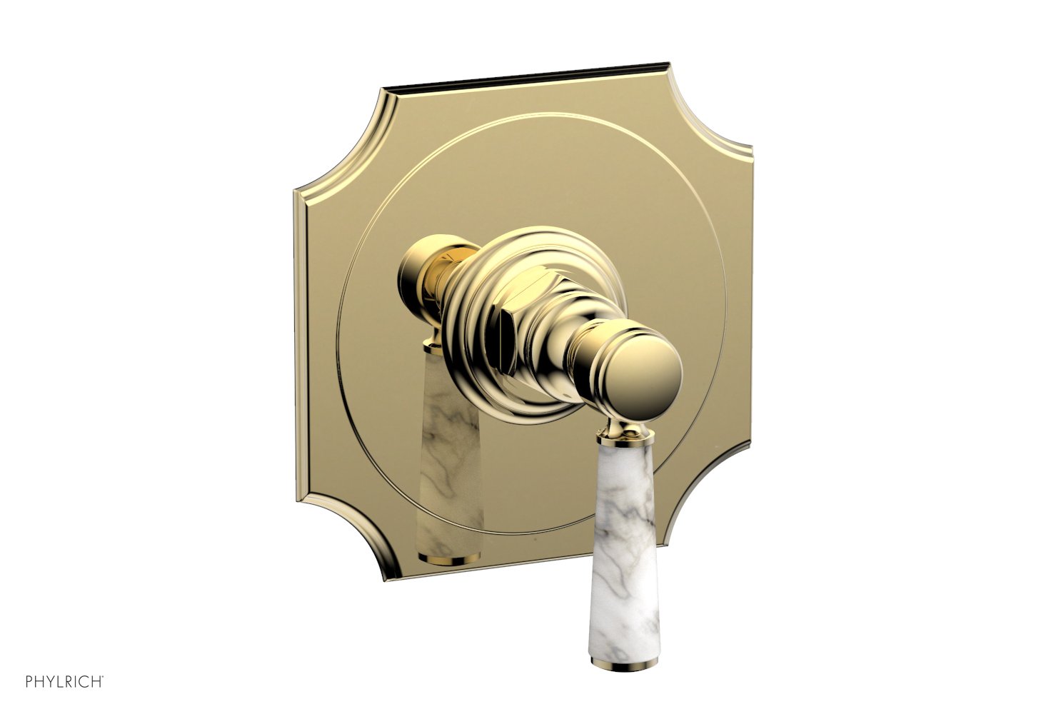 Phylrich HENRI 1/2" Mini Thermostatic Shower Trim - White Marble Handle