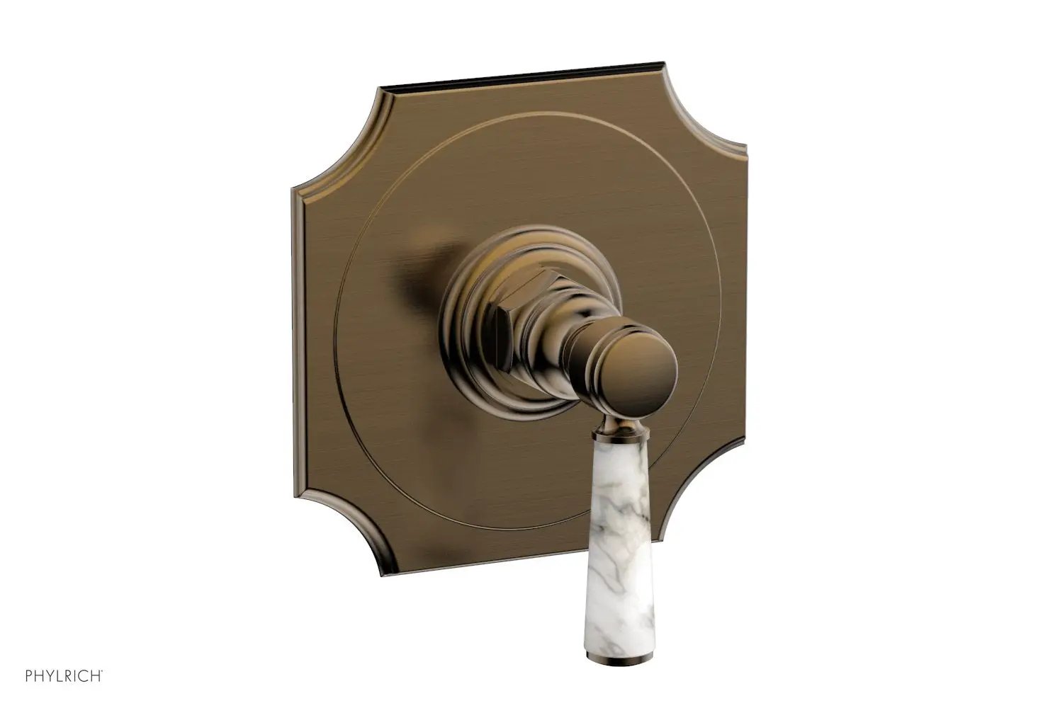 Phylrich HENRI 1/2" Mini Thermostatic Shower Trim - White Marble Handle by Phylrich