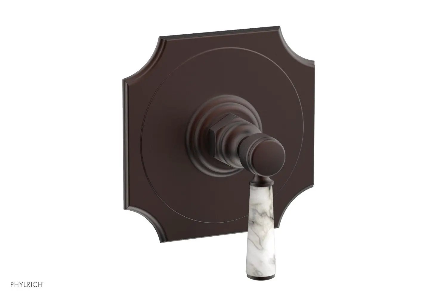 Phylrich HENRI 1/2" Mini Thermostatic Shower Trim - White Marble Handle by Phylrich