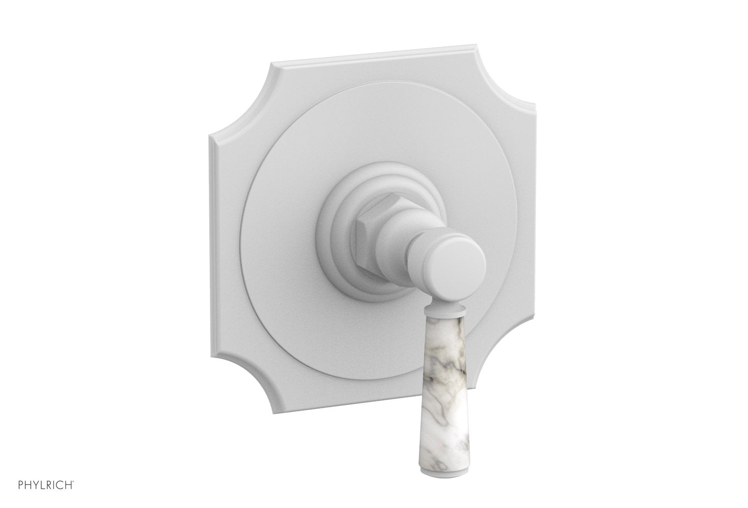 Phylrich HENRI 1/2" Mini Thermostatic Shower Trim - White Marble Handle