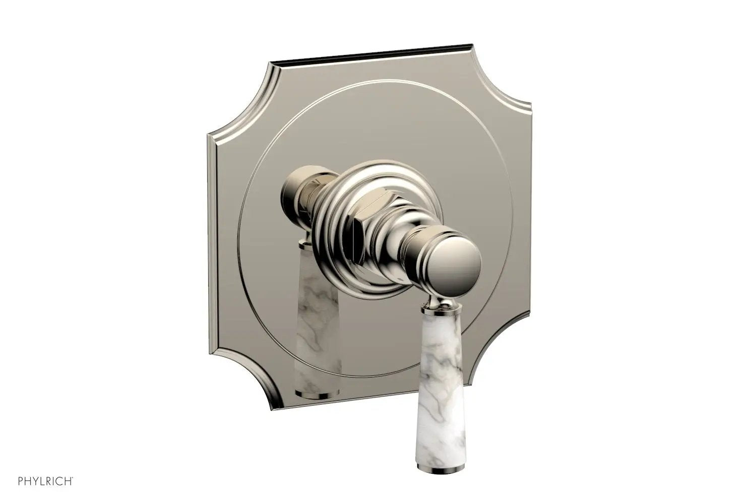 Phylrich HENRI 1/2" Mini Thermostatic Shower Trim - White Marble Handle by Phylrich