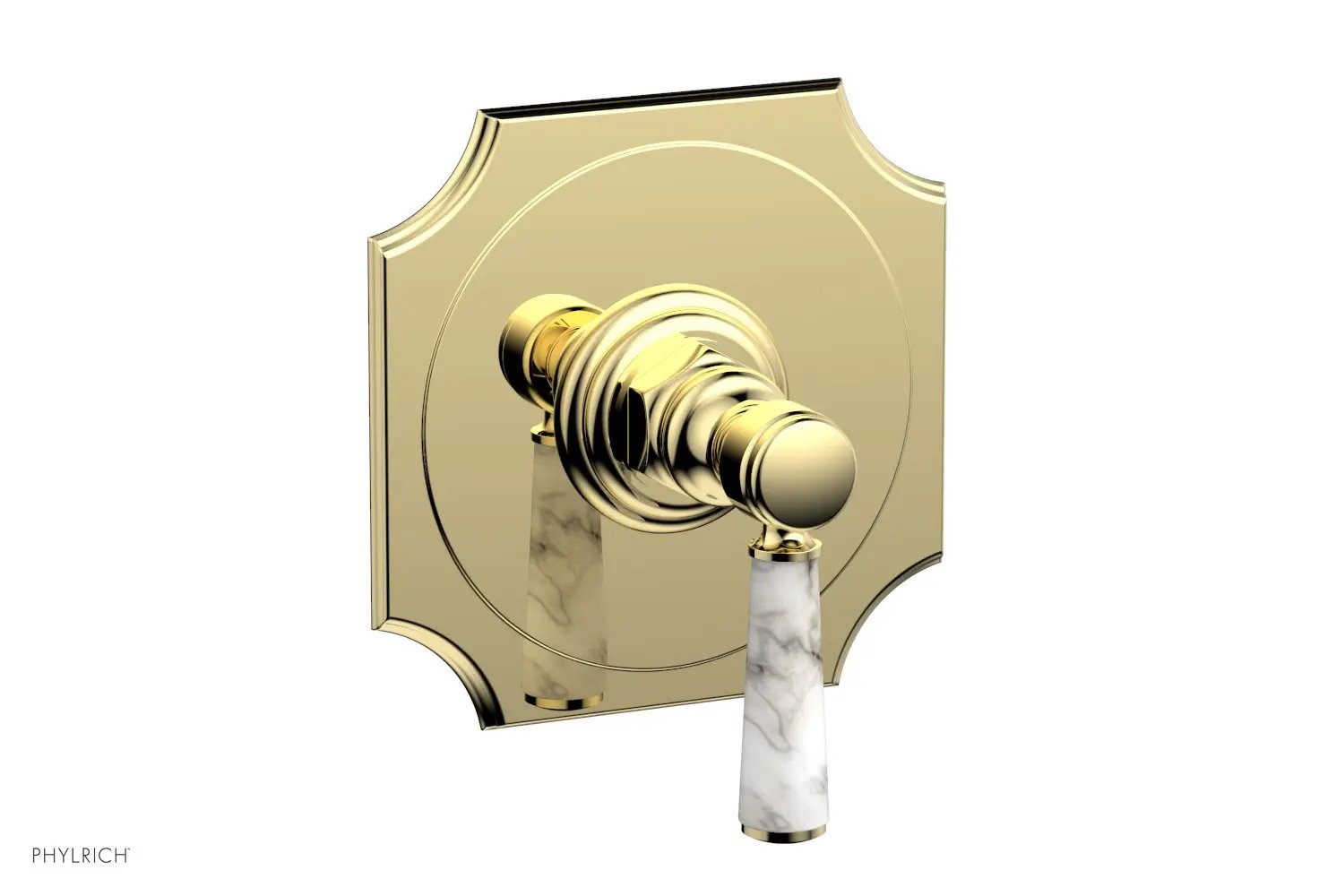 Phylrich HENRI 1/2" Mini Thermostatic Shower Trim - White Marble Handle by Phylrich