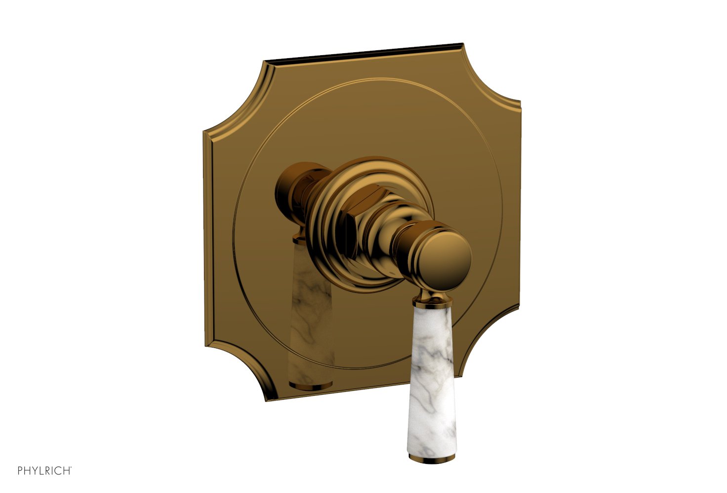 Phylrich HENRI 1/2" Mini Thermostatic Shower Trim - White Marble Handle