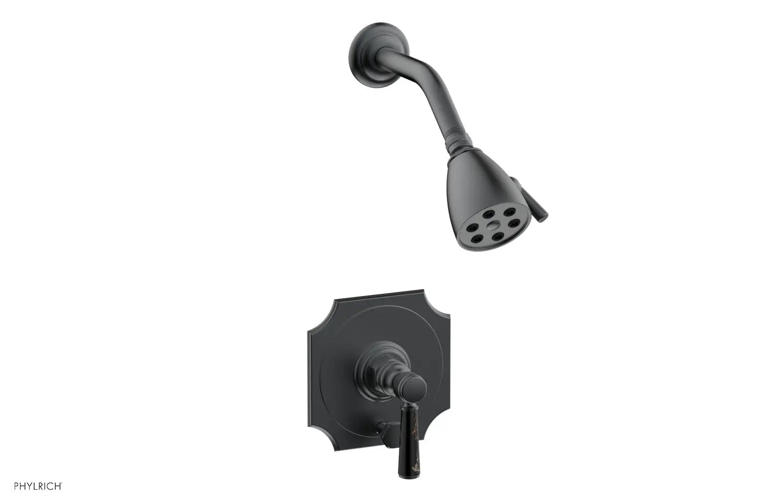 Phylrich HENRI Pressure Balance Shower and Diverter Set - Black Marble Handle (Less Spout) by Phylrich