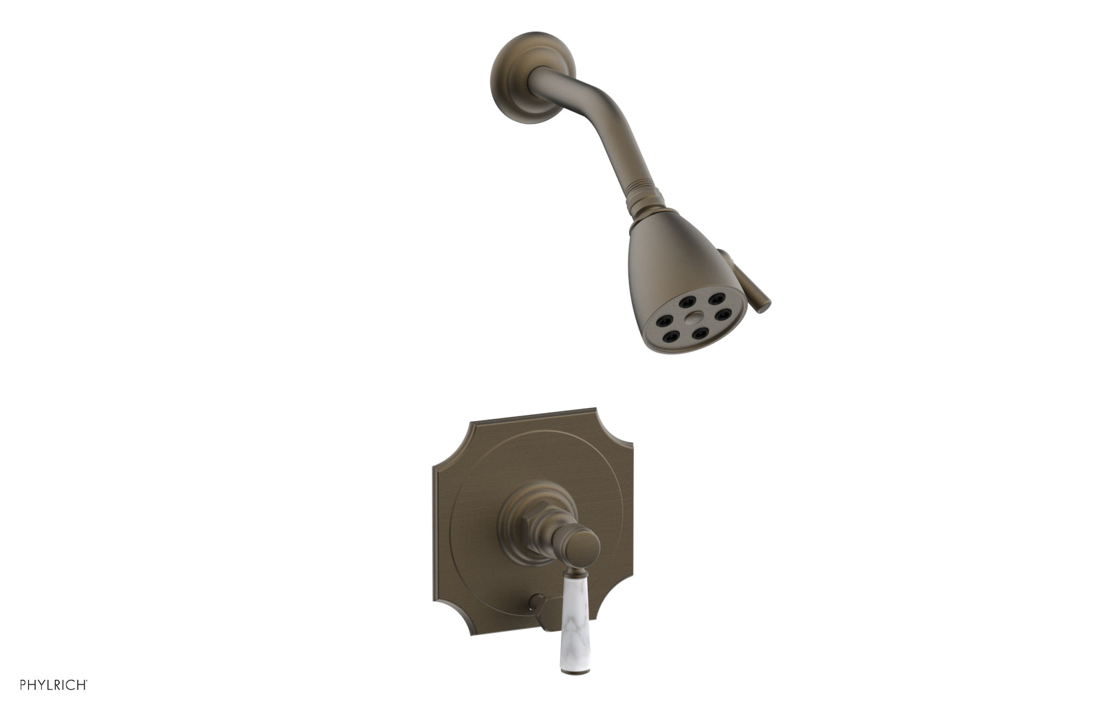 Phylrich HENRI Pressure Balance Shower and Diverter Set -White Marble Handle (Less Spout)