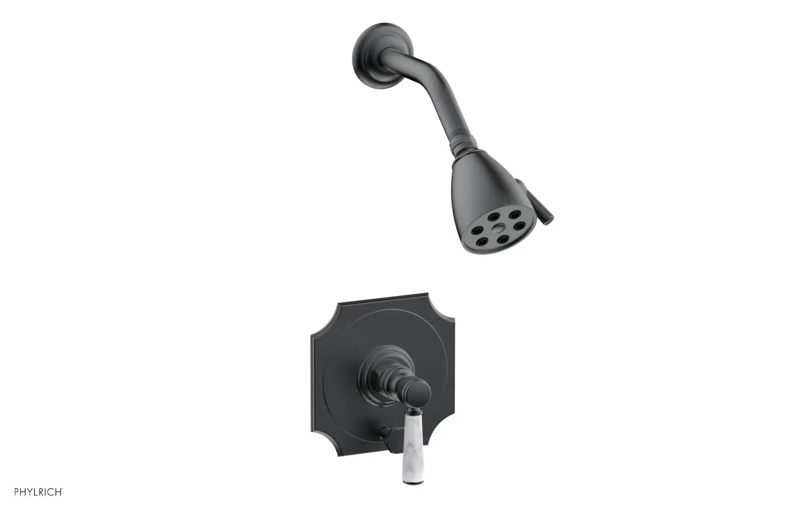 Phylrich HENRI Pressure Balance Shower and Diverter Set -White Marble Handle (Less Spout) by Phylrich
