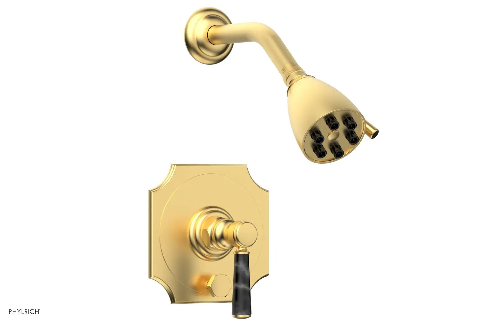 Phylrich HENRI Pressure Balance Shower and Diverter Set - Black Marble Handle (Less Spout) by Phylrich