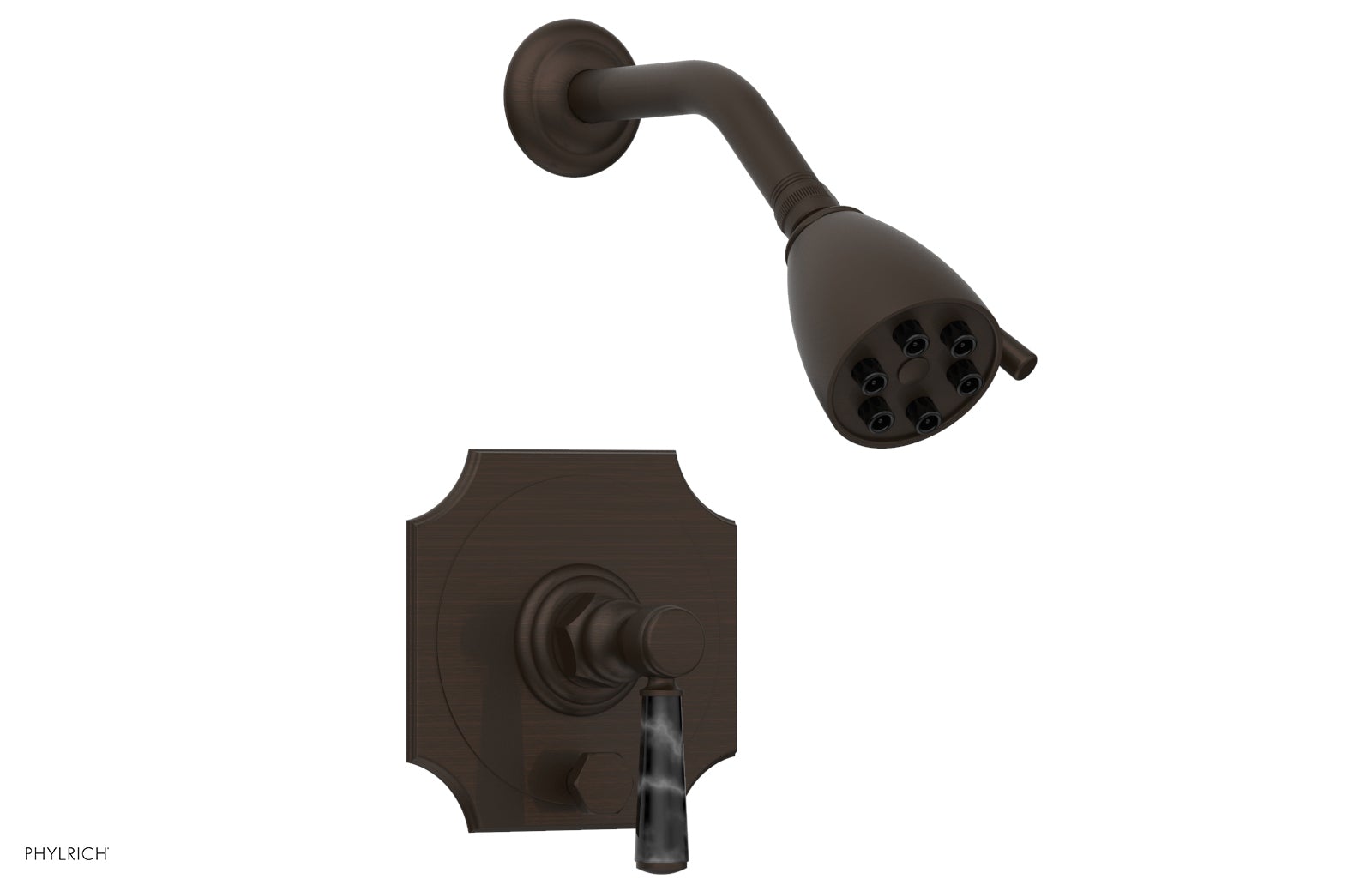Phylrich HENRI Pressure Balance Shower and Diverter Set - Black Marble Handle (Less Spout)
