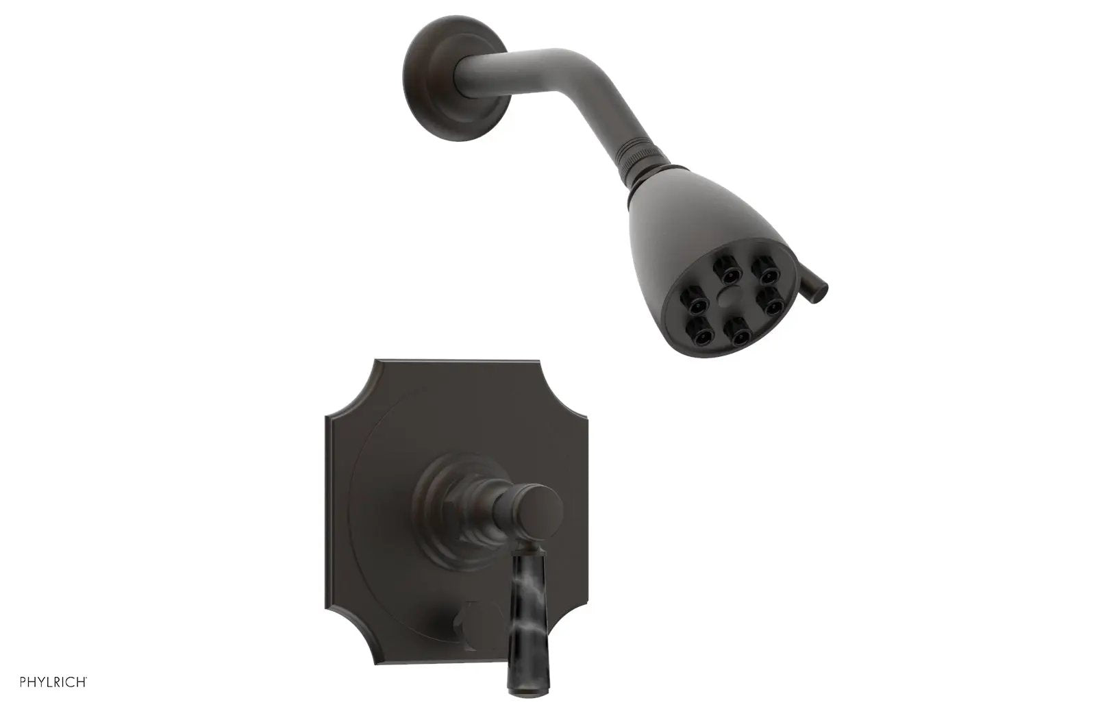 Phylrich HENRI Pressure Balance Shower and Diverter Set - Black Marble Handle (Less Spout) by Phylrich