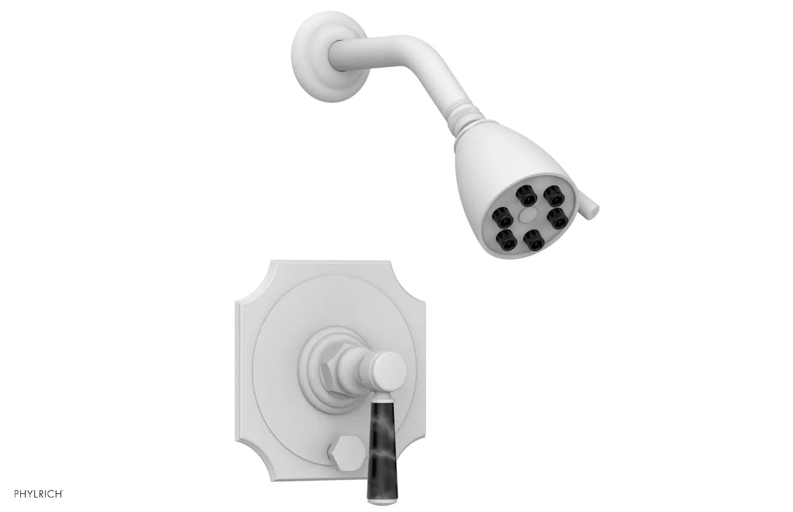 Phylrich HENRI Pressure Balance Shower and Diverter Set - Black Marble Handle (Less Spout) by Phylrich