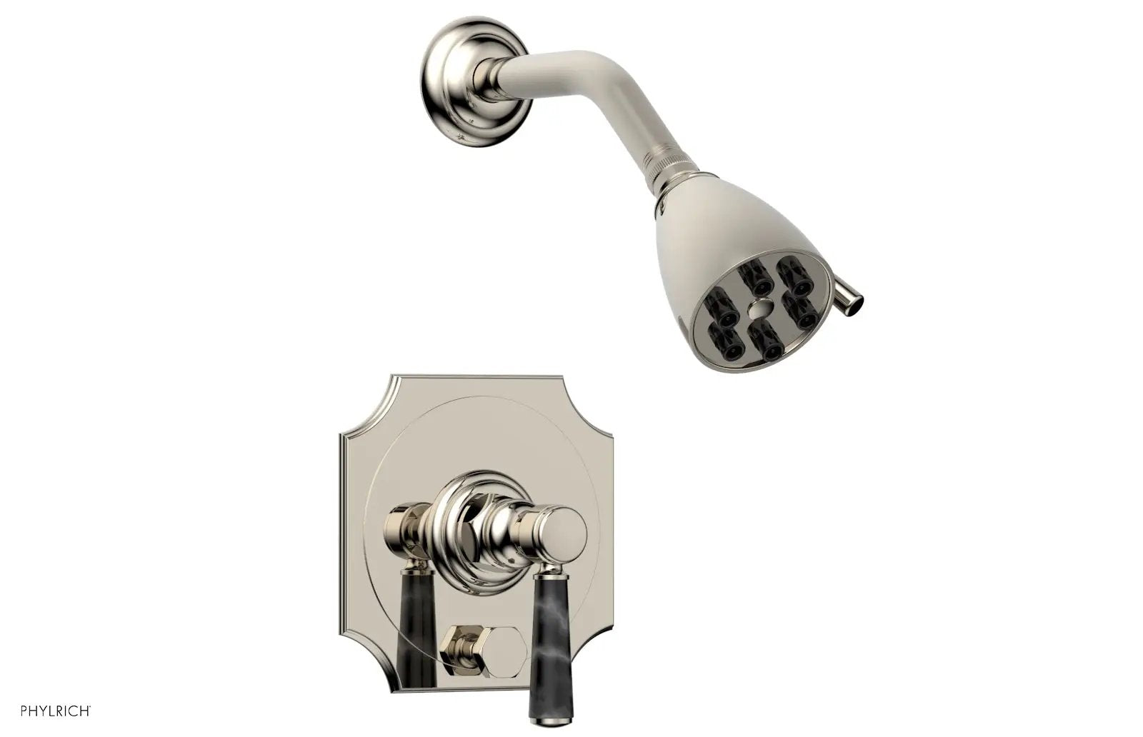 Phylrich HENRI Pressure Balance Shower and Diverter Set - Black Marble Handle (Less Spout) by Phylrich