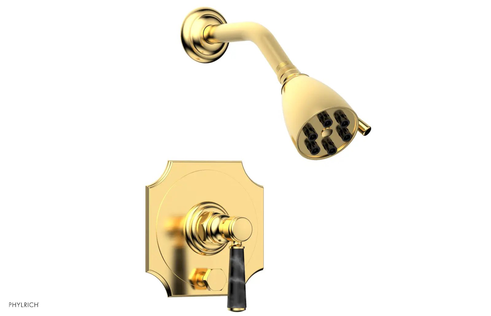 Phylrich HENRI Pressure Balance Shower and Diverter Set - Black Marble Handle (Less Spout) by Phylrich