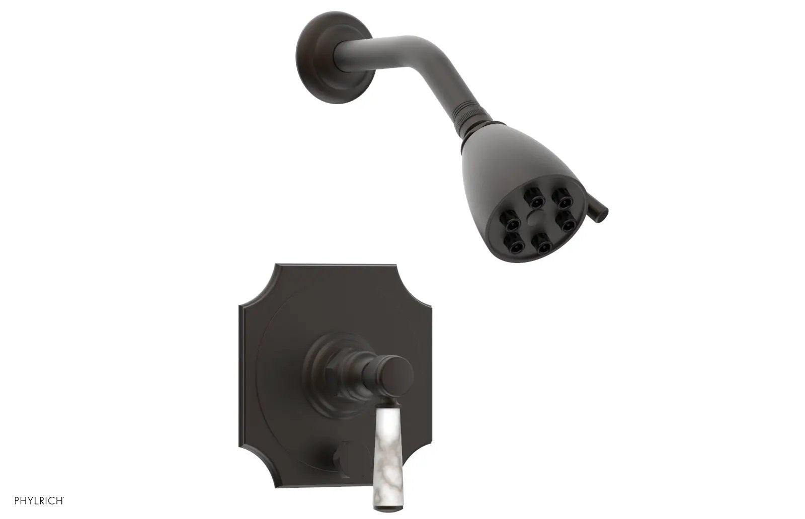 Phylrich HENRI Pressure Balance Shower and Diverter Set -White Marble Handle (Less Spout) by Phylrich