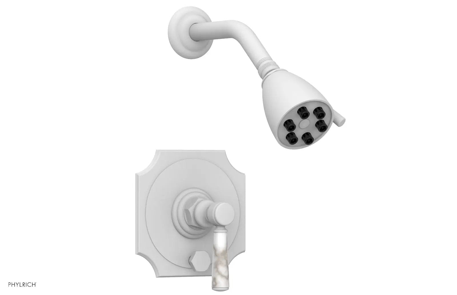 Phylrich HENRI Pressure Balance Shower and Diverter Set -White Marble Handle (Less Spout) by Phylrich