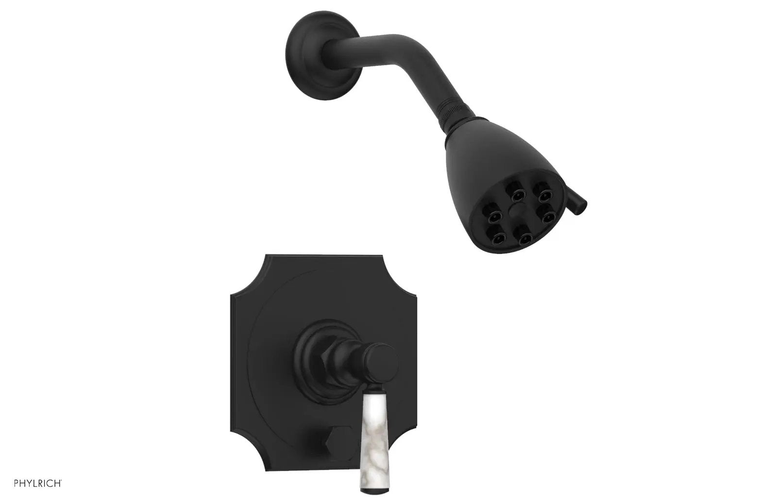 Phylrich HENRI Pressure Balance Shower and Diverter Set -White Marble Handle (Less Spout) by Phylrich