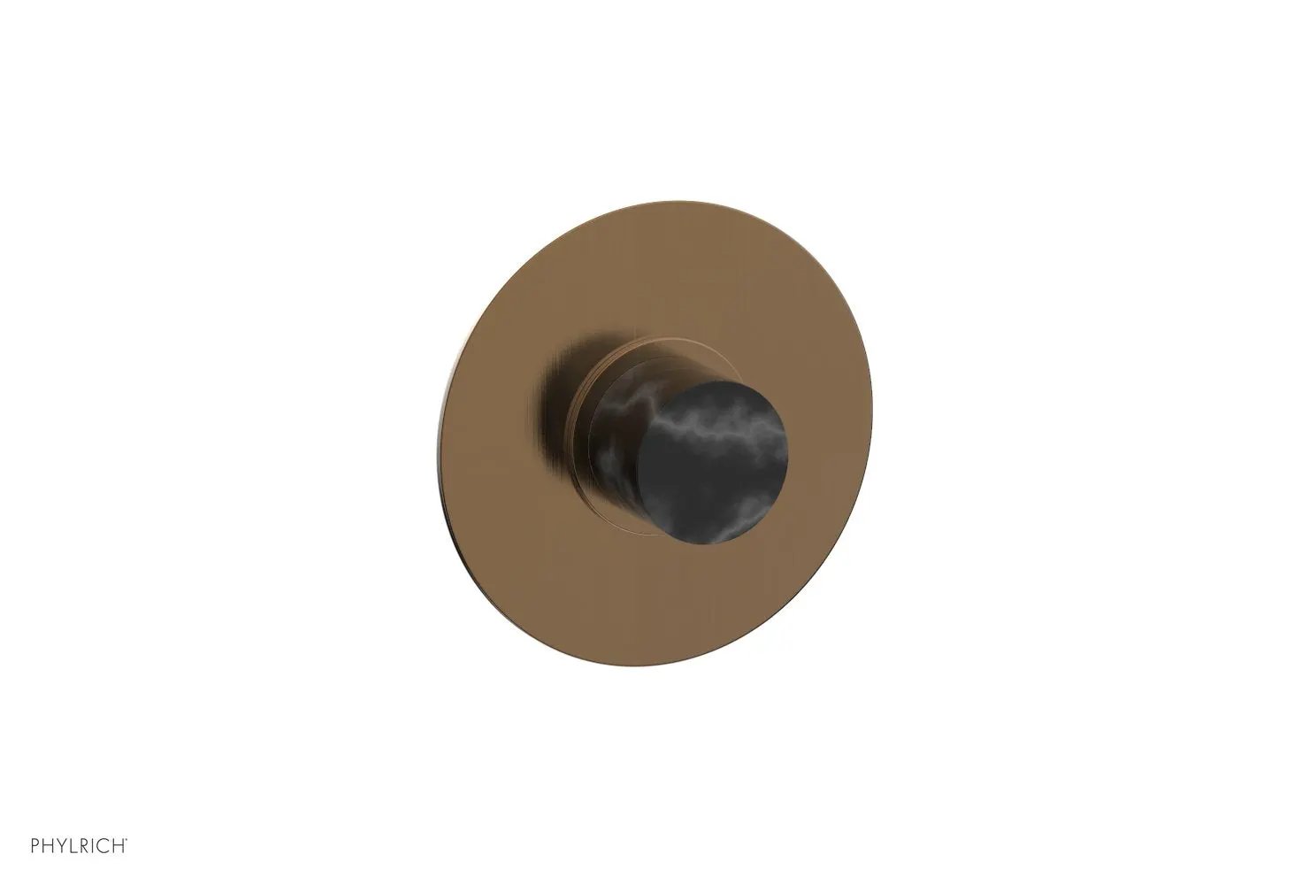 Phylrich BASIC II 1/2" Mini Thermostatic Round Shower Trim Black Marble Handle by Phylrich