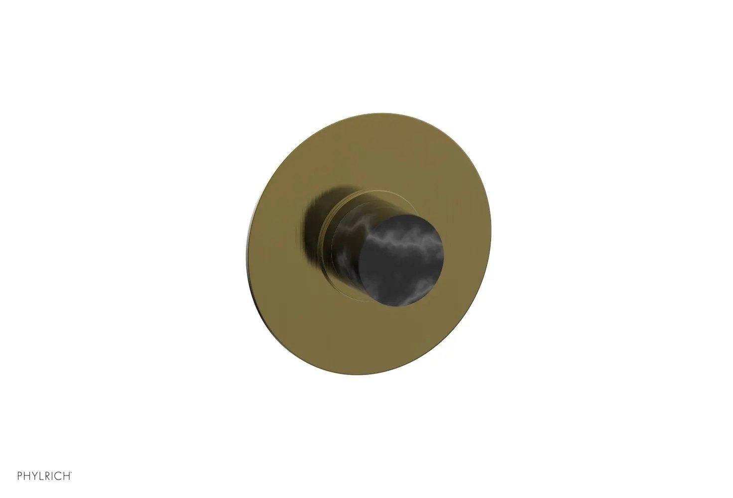 Phylrich BASIC II 1/2" Mini Thermostatic Round Shower Trim Black Marble Handle by Phylrich