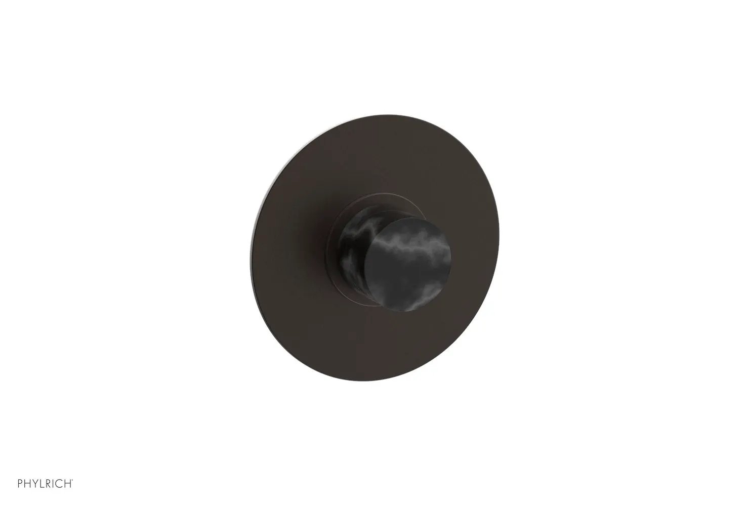 Phylrich BASIC II 1/2" Mini Thermostatic Round Shower Trim Black Marble Handle by Phylrich