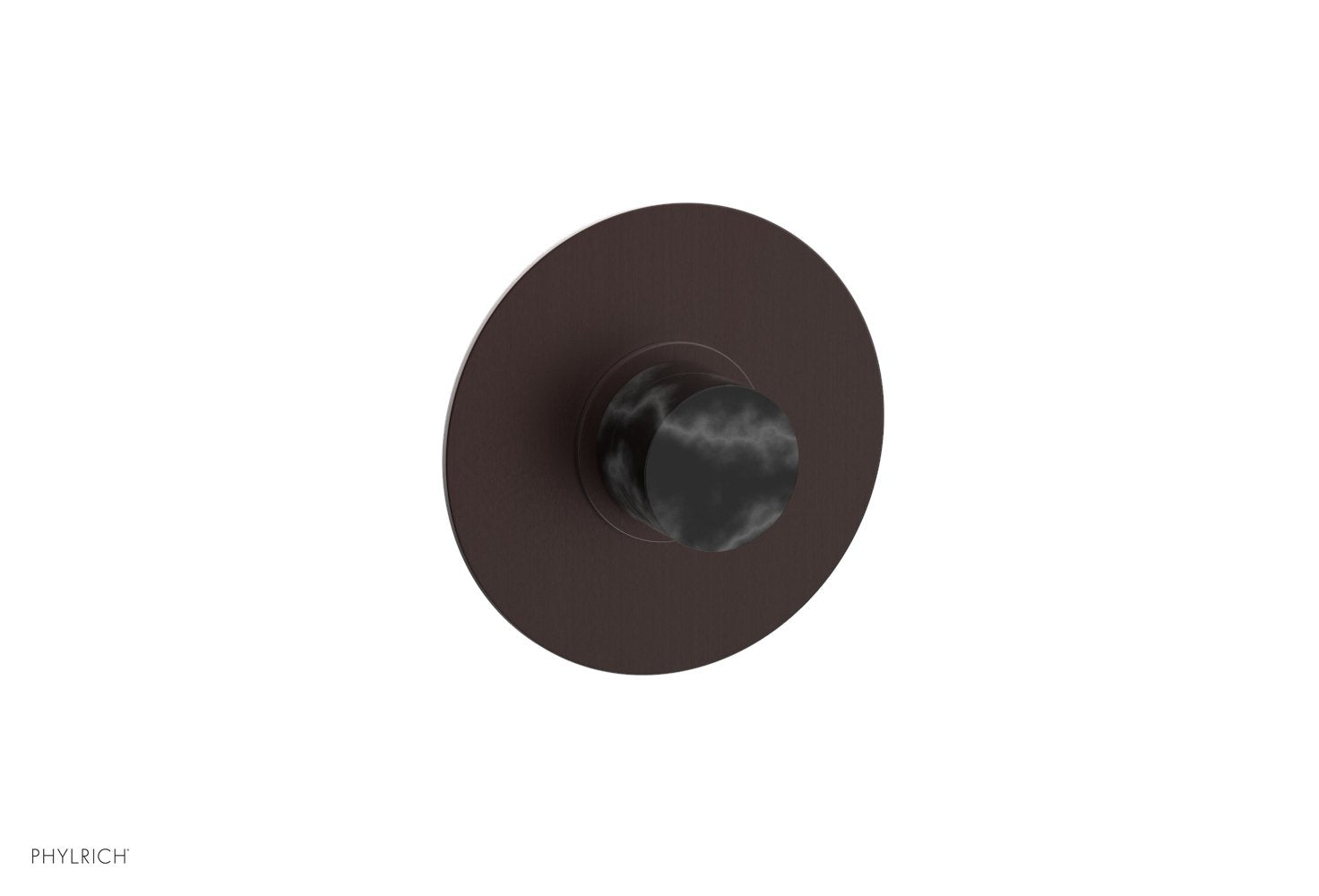 Phylrich BASIC II 1/2" Mini Thermostatic Round Shower Trim Black Marble Handle