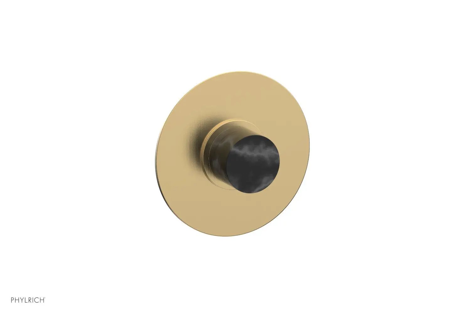 Phylrich BASIC II 1/2" Mini Thermostatic Round Shower Trim Black Marble Handle by Phylrich