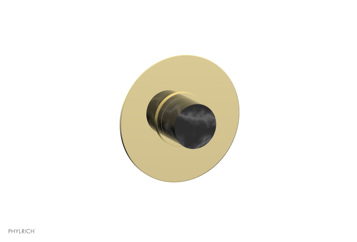 Phylrich BASIC II 1/2" Mini Thermostatic Round Shower Trim Black Marble Handle